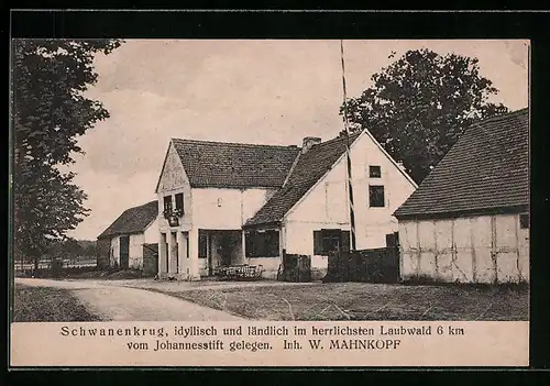 AK Schönwalde-Glien, Gasthaus Schwanenkrug W. Mahnkopf, Strassenansicht