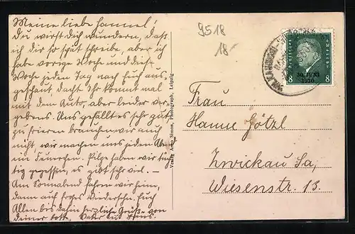 AK Obercrinitz, Ortspanorama, Teilansicht mit Kirche, Handlung W. Junghänel