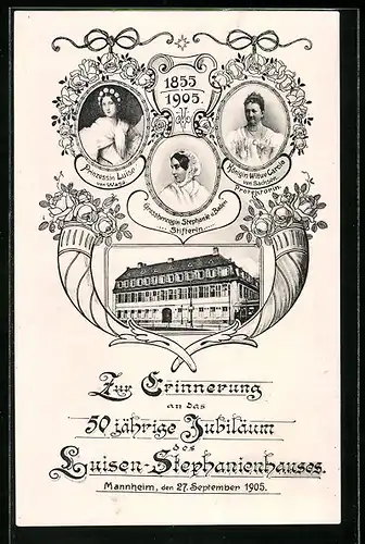 AK Mannheim, Zur Erinnerung an das 50 jährige Jubiläum des Luisen-Stephanienhauses 1855-1905, Prinzessin Luise von Wasa