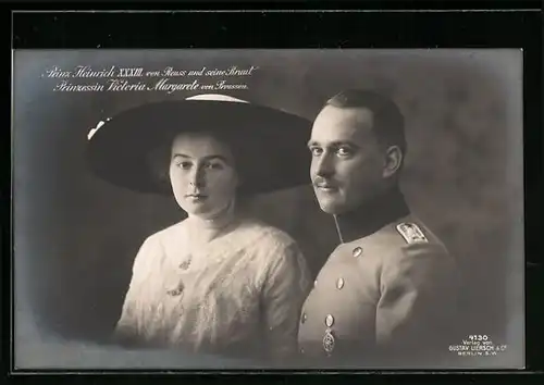 AK Prinz Heinrich XXXIII. von Reuss und seine Braut