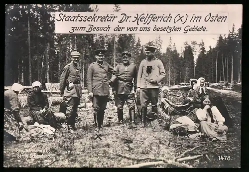 Riesen-AK Staatssekretär Dr. Helfferich zu Besuch der besetzten Ostgebiete