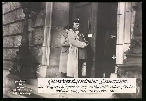 Riesen-AK Reichstagsabgeordneter Bassermann, langjähriger Führer der nationalliberalen Partei