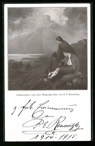 AK Gemälde von P. E. Renowitzky mit original Autograph des Malers