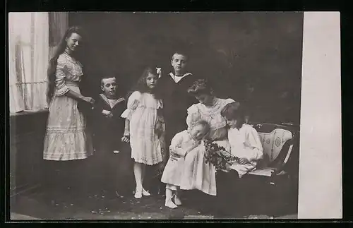 AK Familie von Wilhelm Karl Herzog von Urach, mit original Autograph