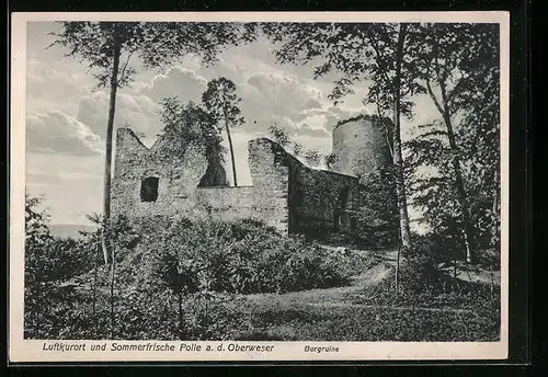 AK Polle a. d. Oberweser, Ansicht der Burgruine