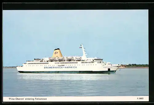 AK Felixstowe, Passagierschiff Prinz Oberon im Hafen