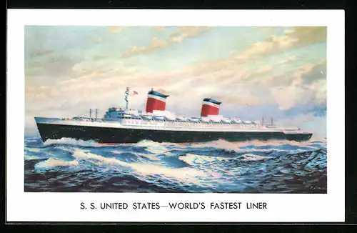 AK Passagierschiff S. S. United States auf hoher See