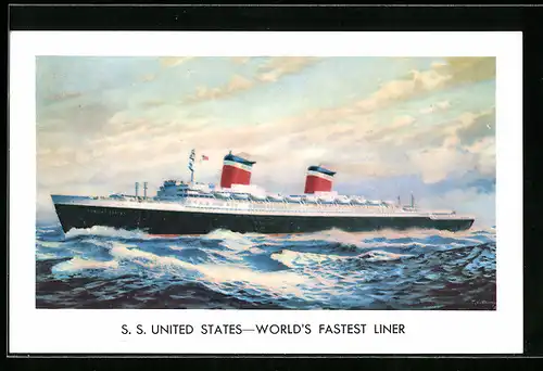 AK Passagierschiff S. S. United States auf hoher See