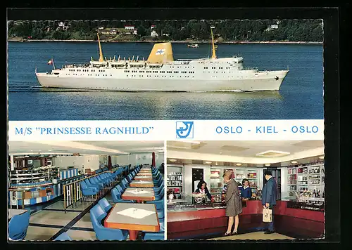 AK Passagierschiff MS Prinsesse Raghild, Innenansichten