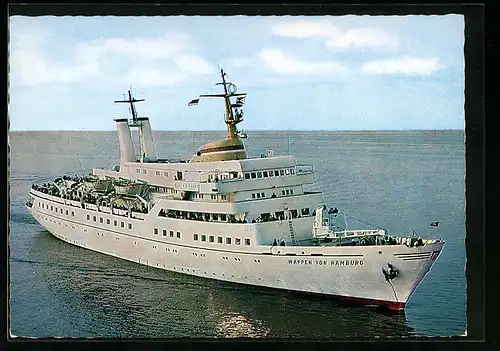 AK Passagierschiff Wappen von Hamburg auf hoher See