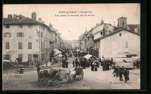 AK Pont-de-Vaux, Grande Rue, Très animée, le mercredi, jour de marché