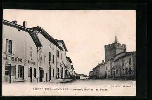 AK Ambérieux-en-Dombes, Grande Rue et les Tours