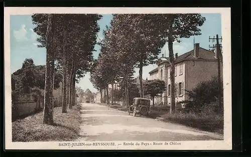 AK Saint-Julien-sur-Reyssouze, Entree du Pays, Route de Chalon
