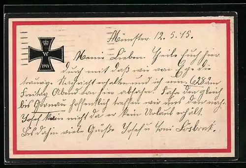 AK Abbildung vom Eisernen Kreuz, 1914