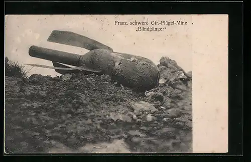 AK Französische schwere Ctr.-Flügel-Mine Blindgänger, Munition