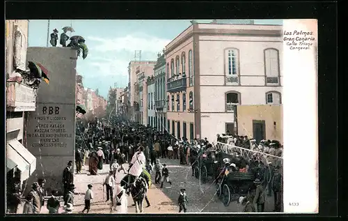 AK Las Palmas / Gran Canaria, Calle Triana, Carneval
