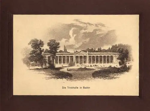 Leporello-Album Baden-Baden mit 12 Lichtdrucken, Bahnhof, Trinkhalle, Gesellschaftshaus, Lichtentaler Allee, Quelle