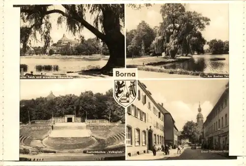 6 Fotografien Ansicht Borna, VEB Braunkohlekombinat Borna, Sommerinitiative der FDJ 1974, Studentenlager Freundschaft