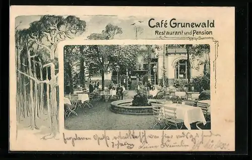 AK Berlin, Garten im Café Grunewald
