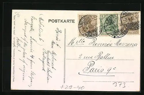 Goldfenster-AK Neustadt i. Sa., Partie in der Albertstrasse