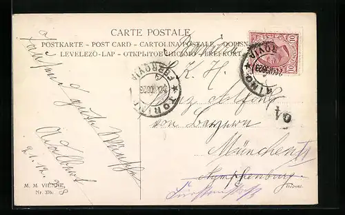 AK Familie der Prinzessin Isabella v. Bayern, Autograph Adalbert, adressiert an Alfons von Bayern