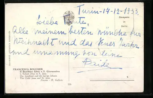 AK Familie der Prinzessin Isabella v. Bayern, Autograph Daide
