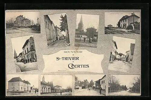 AK St-Trivier de Courtes, Partie mit Kirche, Strassenpartien