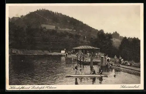 AK Lindenfels /Odenw., Schwimmbad mit Badegästen