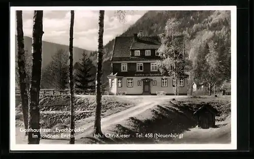 AK Neuenbürg, Gasthaus zur Eyachbrücke im Enztal, Inh.: Chr. Kieser