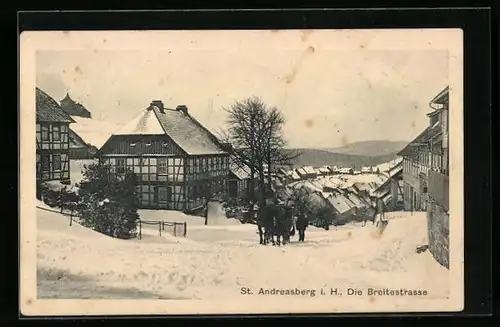 AK St. Andreasberg i. H., Breitestrasse im Winter