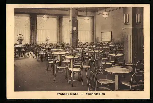 AK Mannheim, Palast-Cafe, Innenansicht