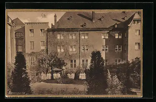 AK Köln /Rh., Kloster der Ursulinen, Lyzeum, Gartenpartie