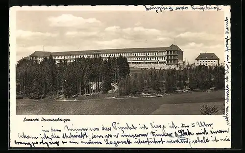 AK Donaueschingen, Lazarett aus der Vogelschau