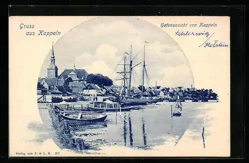 AK Kappeln, Teilansicht mit Hafen