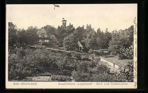 AK Bad Hitzacker, Aussichtsturm Luginsland, Blick vom Johannesplatz