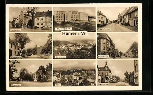 AK Hemer i. W., Amtshaus, Hauptstrasse, Totalansicht