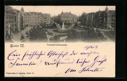 AK Berlin, Victoria-Luisenplatz mit Brunnen