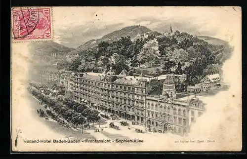 AK Baden-Baden, Sophien-Allee, Holland-Hotel