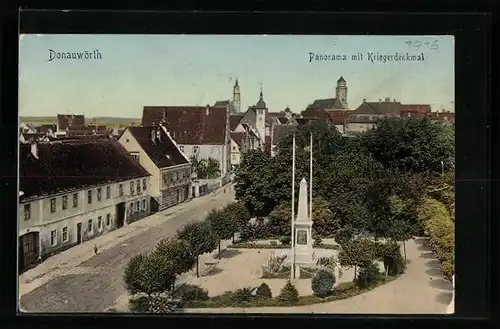 AK Donauwörth, Panorama mit Kriegerdenkmal