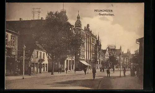 AK Neumünster, Partie am Grossflecken, Strasse