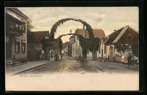 AK Soest, Strassenpartie mit Jacobithor