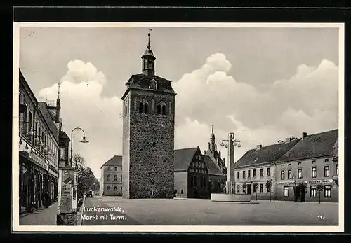 AK Luckenwalde, Markt mit Turm