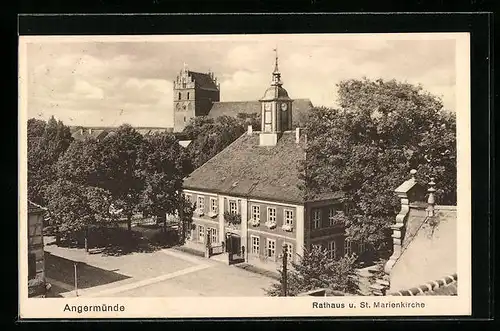 AK Angermünde, Rathaus u. St. Marienkirche