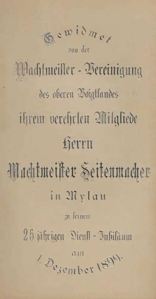 Fotoalbum mit 39 Fotografien Polizei Mylau i. V., 25 jähr. Dienstjubiläum, Wachtmeister, Uniform, Orden, EK, Pickelhaube 16