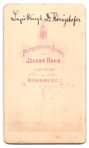 Fotografie Johann Hahn, Nürnberg, Portrait Bezirksrat von Nürnberg Dr. Königshofer