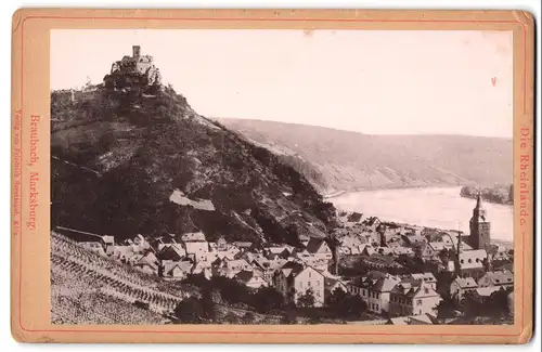 Fotografie Friedrich Szesztokat, Köln, Ansicht Braubach, Teilansicht der Stadt mit der Marksburg