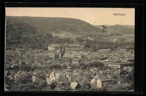 AK Meiningen, Ortsansicht aus der Vogelschau