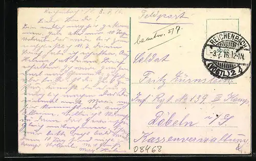 AK Reichenbach i. V., Ortsansicht aus der Vogelschau