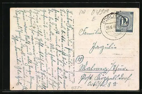 AK Görlitz, Postplatz mit Hauptpost