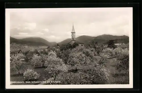 AK Ohlsbach /Kinzigtal, Kirche und Obstgarten